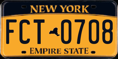 NY license plate FCT0708