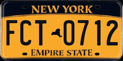 NY license plate FCT0712