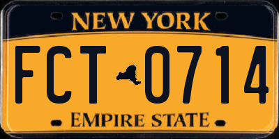 NY license plate FCT0714