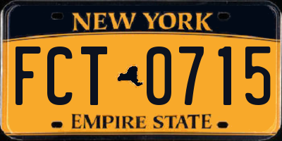 NY license plate FCT0715