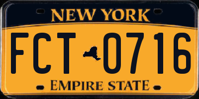 NY license plate FCT0716