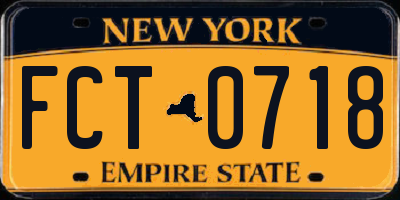NY license plate FCT0718
