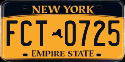 NY license plate FCT0725