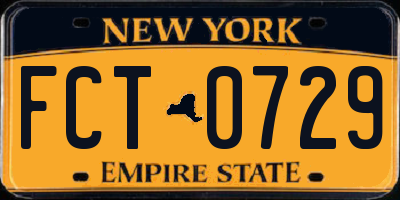 NY license plate FCT0729
