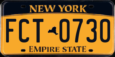 NY license plate FCT0730