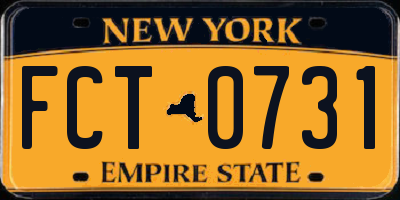 NY license plate FCT0731