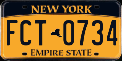 NY license plate FCT0734