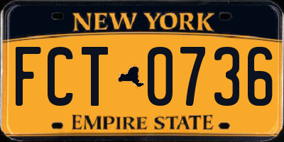 NY license plate FCT0736