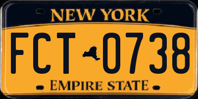 NY license plate FCT0738