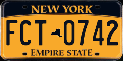 NY license plate FCT0742