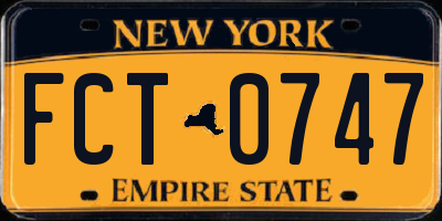 NY license plate FCT0747