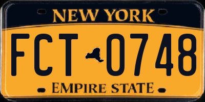 NY license plate FCT0748