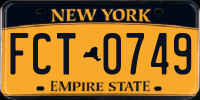 NY license plate FCT0749