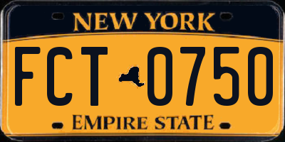 NY license plate FCT0750