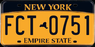 NY license plate FCT0751