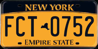 NY license plate FCT0752