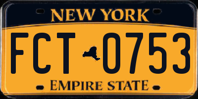 NY license plate FCT0753