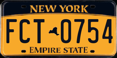 NY license plate FCT0754