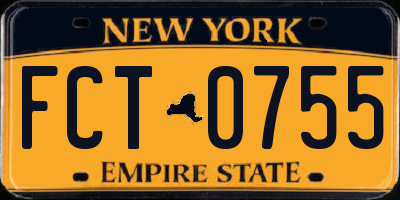 NY license plate FCT0755