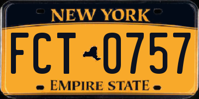 NY license plate FCT0757