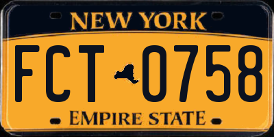 NY license plate FCT0758