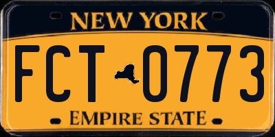 NY license plate FCT0773