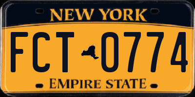 NY license plate FCT0774