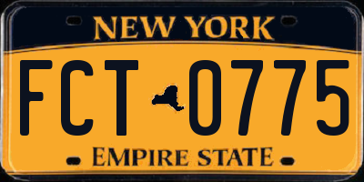 NY license plate FCT0775