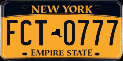 NY license plate FCT0777