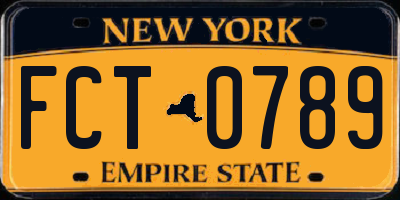 NY license plate FCT0789
