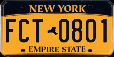 NY license plate FCT0801