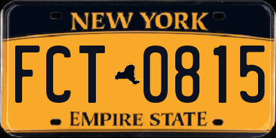 NY license plate FCT0815