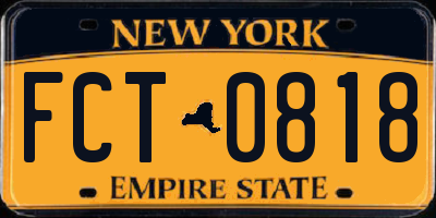 NY license plate FCT0818