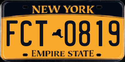 NY license plate FCT0819