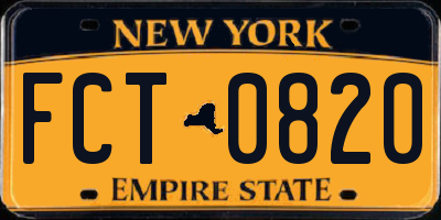 NY license plate FCT0820