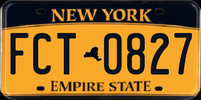 NY license plate FCT0827