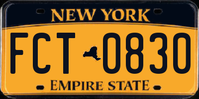 NY license plate FCT0830