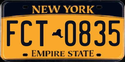 NY license plate FCT0835