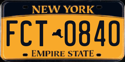 NY license plate FCT0840