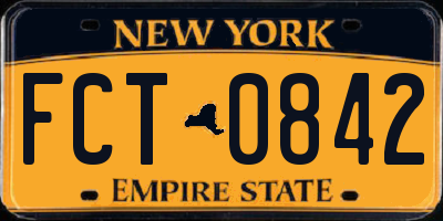 NY license plate FCT0842
