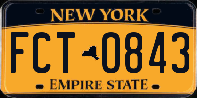 NY license plate FCT0843