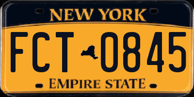 NY license plate FCT0845
