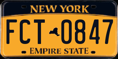 NY license plate FCT0847