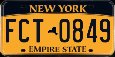 NY license plate FCT0849