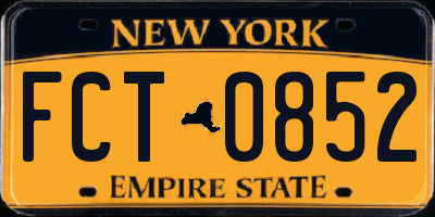 NY license plate FCT0852