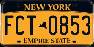 NY license plate FCT0853