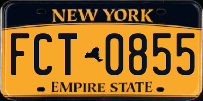 NY license plate FCT0855