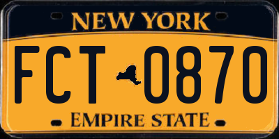 NY license plate FCT0870