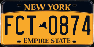 NY license plate FCT0874