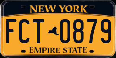 NY license plate FCT0879